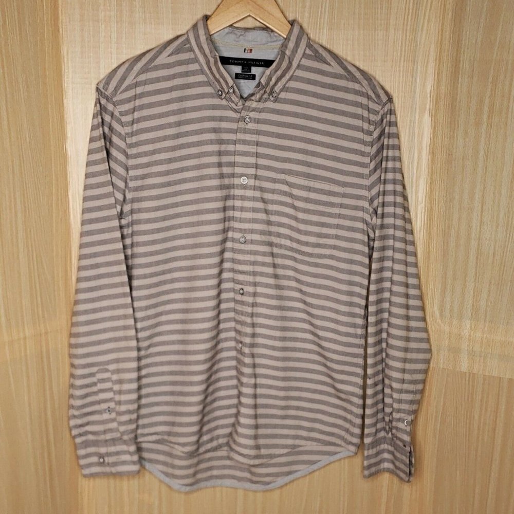 Tommy Hilfiger Striped Linen Blend Button Down